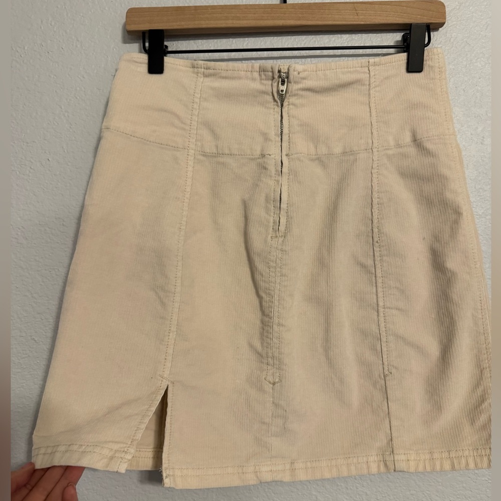 Free People Beige Corduroy Mini Skirt